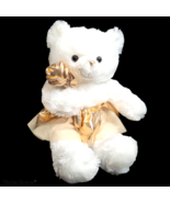 Dan Dee Ballerina Bear 17&quot; White Stuffed Animal Gold Fabric Net Tutu Ros... - £14.10 GBP