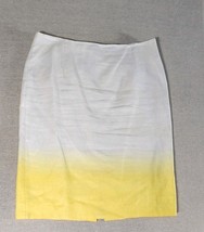 J Crew Linen Skirt Womens Cream Yellow Ombre Poly Cotton Lined Back Zip ... - $18.00