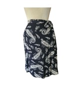 Cute Navy Blue Paisley Midi Skirt with Cloth Belt Ladies Size 4 - $214.77 MXN