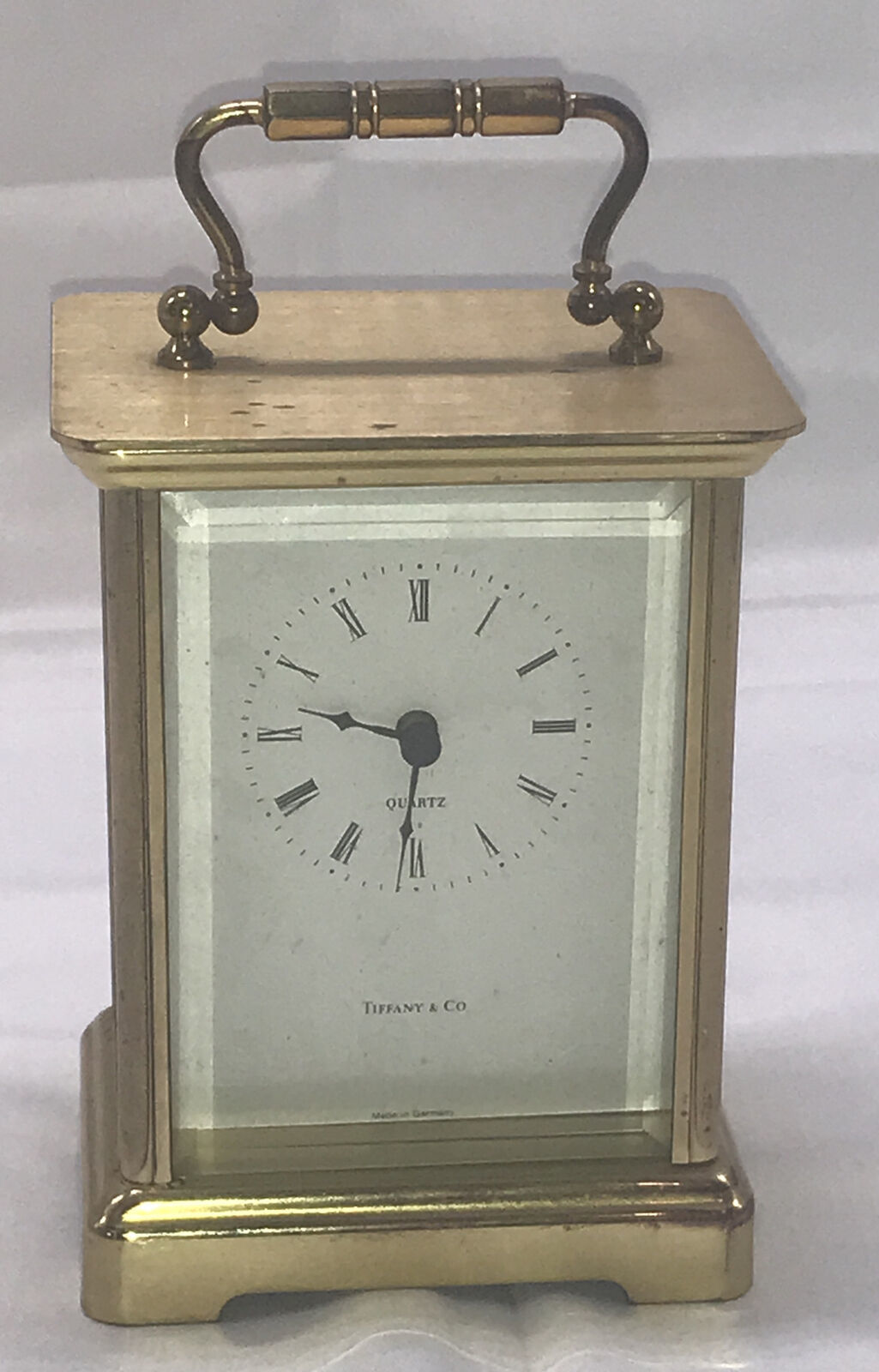 Tiffany & Co. 5" Brass Carriage Clock Made In Germany, L.M.G, Quartz AA