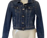 Arizona Jean Co Jean Jacket Juniors Size S Blue Denim Medium Wash Cropped  - £12.10 GBP
