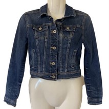 Arizona Jean Co Jean Jacket Juniors Size S Blue Denim Medium Wash Cropped  - £12.10 GBP