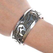 6 3/8&quot; Ronnie Hurley Navajo Sterling Bear Cuff bracelet - £190.73 GBP