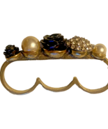 Three finger black rose and rhinestones ring size 8 and 8.5 - $5.54 CAD