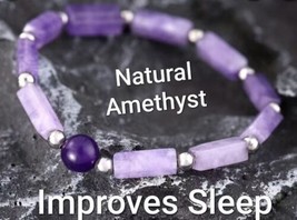 Amethyst GORGEOUS Natural Stone Bracelet For Healing Improves Sleep Plus NWT - £14.78 GBP