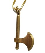 Sikh Punjabi Brass Axe Pendant in Golden Chain Singh Khalsa Kaur Locket D12 - £12.49 GBP