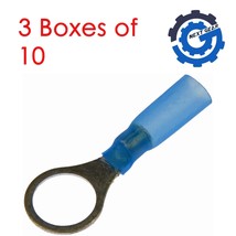 Calterm 3 Boxes of 10 16-14 Gauge Ring Waterproof Terminal, 3/8 In., Blu... - $29.95