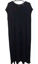 J Jill Wearever Collections XL Navy Blue Maxi Dress Sleeveless Button Split  - £39.22 GBP