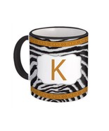 Monogram Letter K : Gift Mug Zebra Letter Initial ABC Animal Arabesque - £12.69 GBP