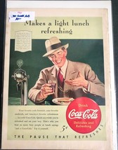 Vtg 1940 Print Ad COCA-COLA "Makes Light Lunch Refreshing" Businessman Art - £6.87 GBP