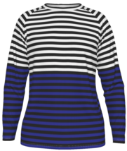 Stylish men&#39;s long sleeve striped shirt modern white, black,  blue color scheme - £32.07 GBP