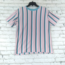 Super Massive Mens T Shirt Medium Pink Blue Striped Short Sleeve Cotton Tee - £12.77 GBP