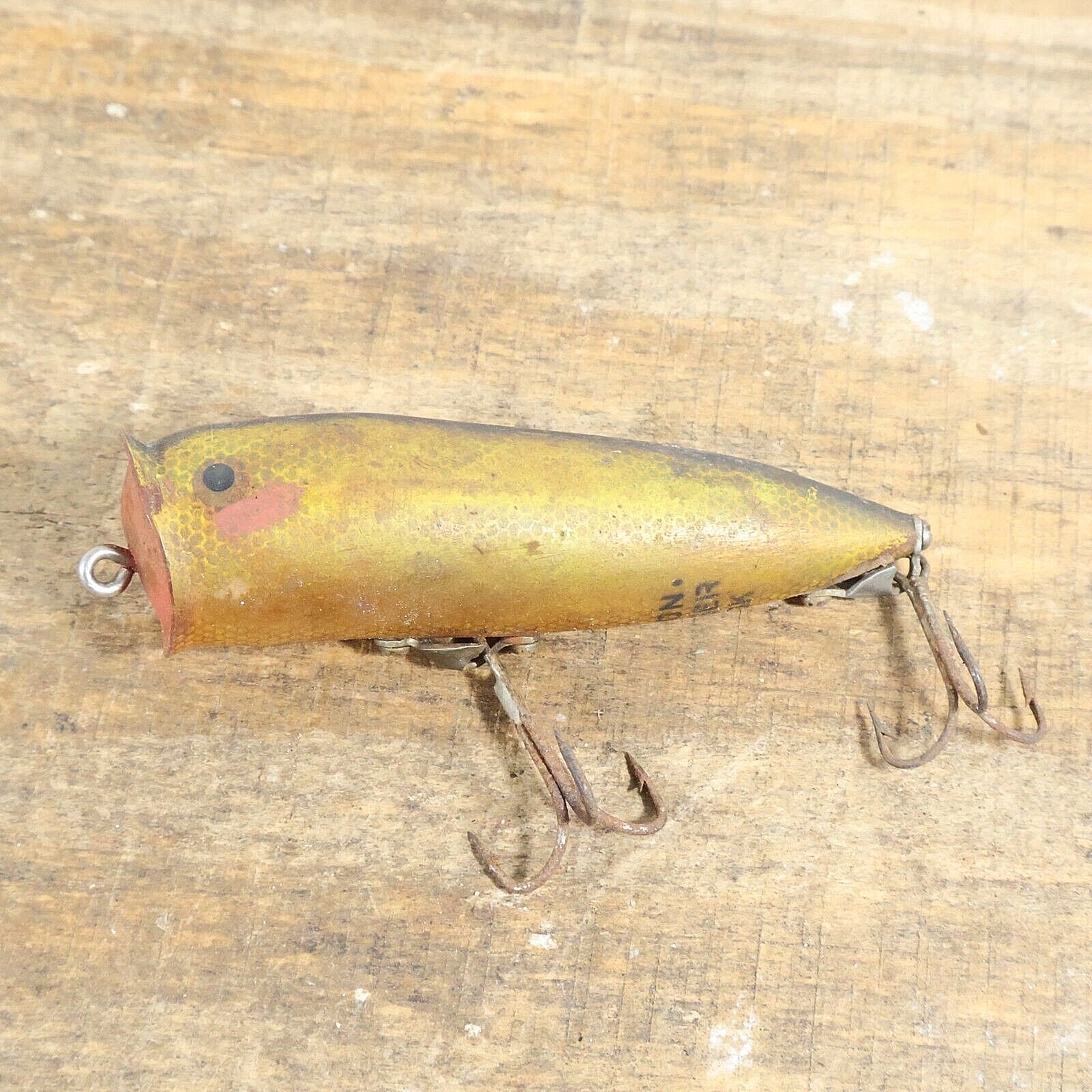 Vintage Heddon Chugger Spook Gold Fish Black Scale Red Mouth Rare Color Pattern - $35.64