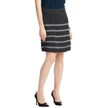 Ann Taylor LOFT Striped Charcoal Heather Gray Merino Wool Wrap Skirt Sz ... - £23.36 GBP