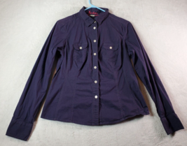 Boden Shirt Womens Size 10 Navy Cotton Pockets Long Sleeve Collared Button Down - £11.85 GBP