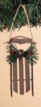 Brown Metal Rustic Sled w/JINGLE Bell Holiday Christmas Tree Ornament - £6.29 GBP