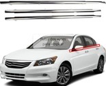 Fits 2008-2012 Honda Accord 4dr 4pc Exterior Window Belt Trim Silver Bla... - $26.97