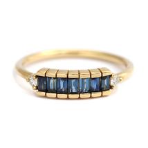 1CT Baguette Cut Blue Sapphire &amp; Diamond Engagement Ring 14k Yellow Gold Over - £55.89 GBP