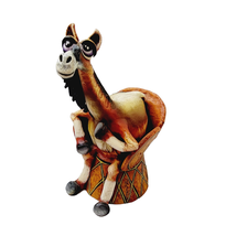 Happy Horse on Chair Pottery Sculpture 14 in Painted &amp; Signed Nunez B - $140.58