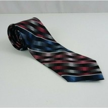 Stafford Essentials Tie With  Red, Blue, &amp; Silver Diagonal Stripes - £10.07 GBP