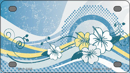 Blue Hawaii Hibiscus Novelty Mini Metal License Plate Tag - £11.74 GBP