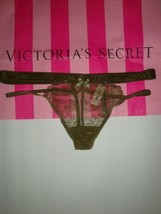 New Victoria&#39;s Secret Lace Cut-Out String Thong Panty Greek Olive Size L - £19.70 GBP