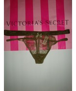 New Victoria&#39;s Secret Lace Cut-Out String Thong Panty Greek Olive Size L - $460.16 MXN
