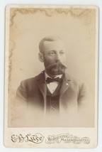 Antique Circa 1880s Cabinet Card Handsome Dashing Man Styled Beard Worcester, MA - £9.63 GBP