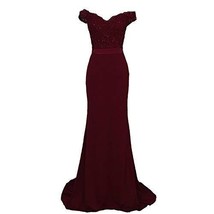 Plus Size Off The Shoulder Mermaid Beaded Lace Prom Dresses Burgundy US 18W - $105.92