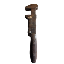 Stronghold P S &amp; W Co Vintage Wood Handled Adjustable Monkey Pipe Wrench USA - £19.37 GBP