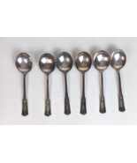 Stratford silverplated set of 6 soup spoons vintage monogramed M on handle - £15.56 GBP
