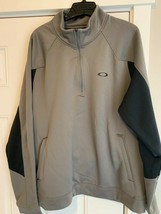 Men&#39;s Oakley fleece zip neck sweatshirt 2XL XXL EUC bronze/ black excellent - $28.93