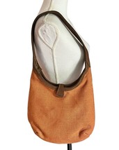 Tommy Bahama Handbag Orange Canvas Hobo Suede Strap - $19.79