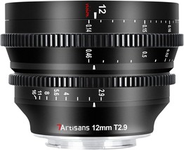 Black 7 Artisans 12Mm T2.9 Large Aperture Aps-C Ultra Wide Angle Cine Lens, - £332.49 GBP