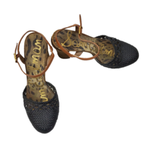 Sam Edelman Rella Black/Saddle Size 9M Mule Chunky Black Brown Ankle Strap Shoes - £11.16 GBP