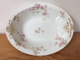 Vtg Limoges Haviland France Rose Floral Platter Porcelain Vegetable Bowl Dish 9&quot; - £103.66 GBP