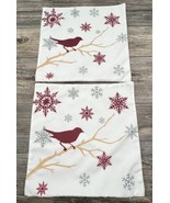 Cali Time Red Cardinal Snowflake Pillow Covers Winter Holiday Christmas (2) - £11.86 GBP