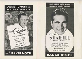 6 Baker Hotel Mural Room &amp; Peacock Terrace Ad Flyers Dallas Texas 1940&#39;s Myrus - £45.89 GBP