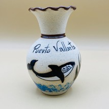 Tonala Pottery Killer Whale Puerto Vallarta Vase 5 1/2” Mexican Pottery - £11.86 GBP