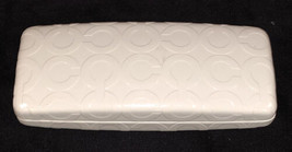 COACH Hard Clam Shell Eye Glass Case White Embossed Good Used Condition. - $14.99