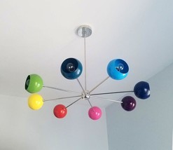 Antique Sputnik Chandelier Orbs Colorful Fixture Brass Vintage Stilnovo Decor - £242.34 GBP