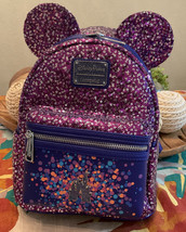 Disney Loungefly Disneyland Purple Sparking Sequin Mini Backpack Sold Out New - £108.41 GBP