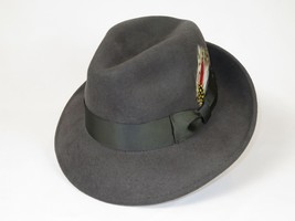 Men's Milani Wool Fedora Hat Soft Crushable Lined FD219 Charcoal Gray image 2