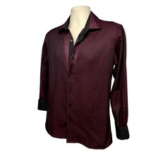 Barabas Mens Burgundy Button Up Dress Shirt Medium Contrast Collar Flip ... - £58.52 GBP