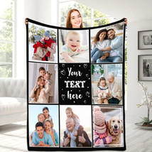 Custom Blanket with Text Photo Collage Personalized Picture Blankets Souvenirs G - £24.11 GBP+