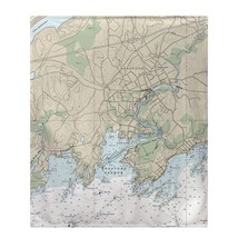 Betsy Drake Branford Harbor, CT Nautical Map Fleece Throw - £55.38 GBP