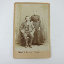 Cabinet Card Photograph Man &amp; Woman Silas &amp; Susan Briney Darke Co Ohio Antique - £15.95 GBP