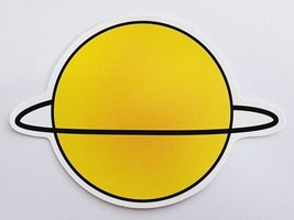 Planet with Ring Simple Yellow Black Sticker Decal Space Theme Embellishment Fun - £1.78 GBP