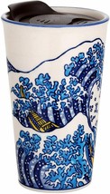 Hokusai Great Wave Mount Fuji Ceramic Travel Mug Cup 14oz With Lid Hot Or Cold - £15.79 GBP