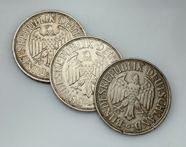 Menge Von 3 Deutschland 1 Marke Münzen (1950 Und 1959) IN XF Zustand Km #110 - £33.22 GBP